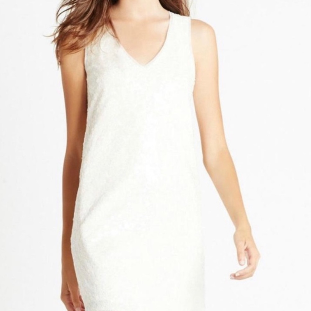 BCBGenration V Neck Cream Sequin Mini Dress Size 2